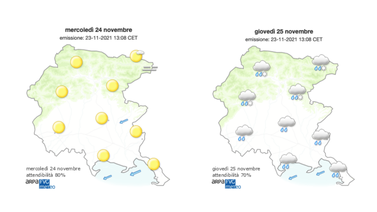 Immagine per Meteo, arrivano correnti dal Mediterraneo sul Fvg: attesa pioggia